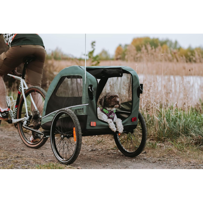 Причіп для велосипеда PETRIVE Active ONE для собак та котів до 40 кг, світло-зелений (темно-зелений)