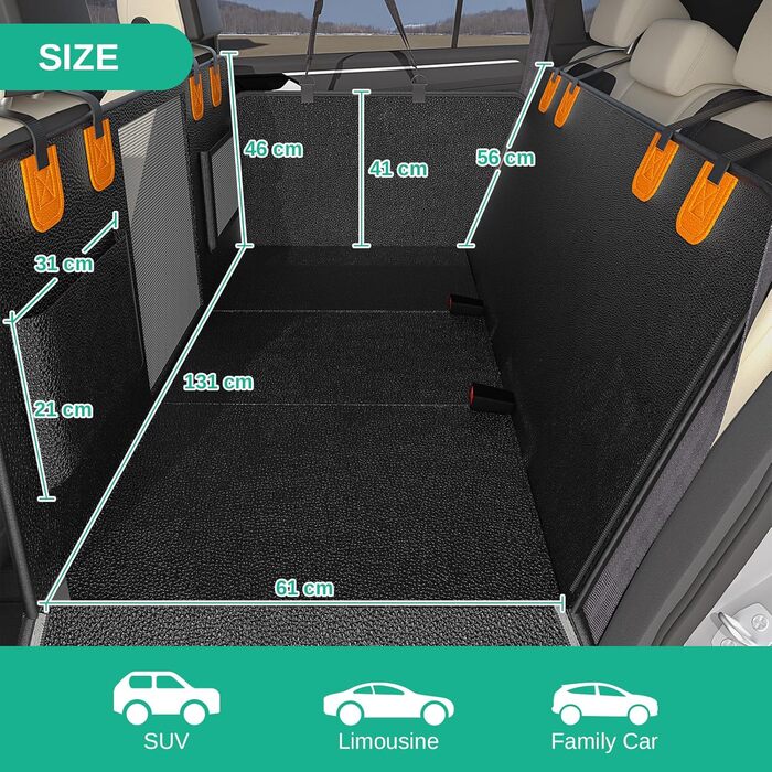 Водонепроникна автодека Dogat для собак з боковим захистом та оглядовим вікном, з кріпленням на ремінь безпеки, легко миється