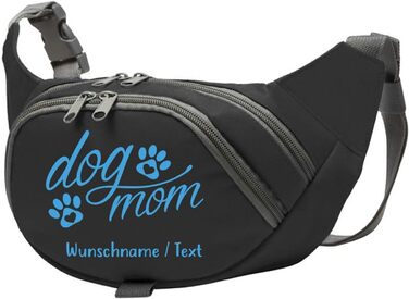 Сумка для ласощів для собак з персональним ім'ям | Сумка для дресирування собак | Чорний/Світло-блакитний