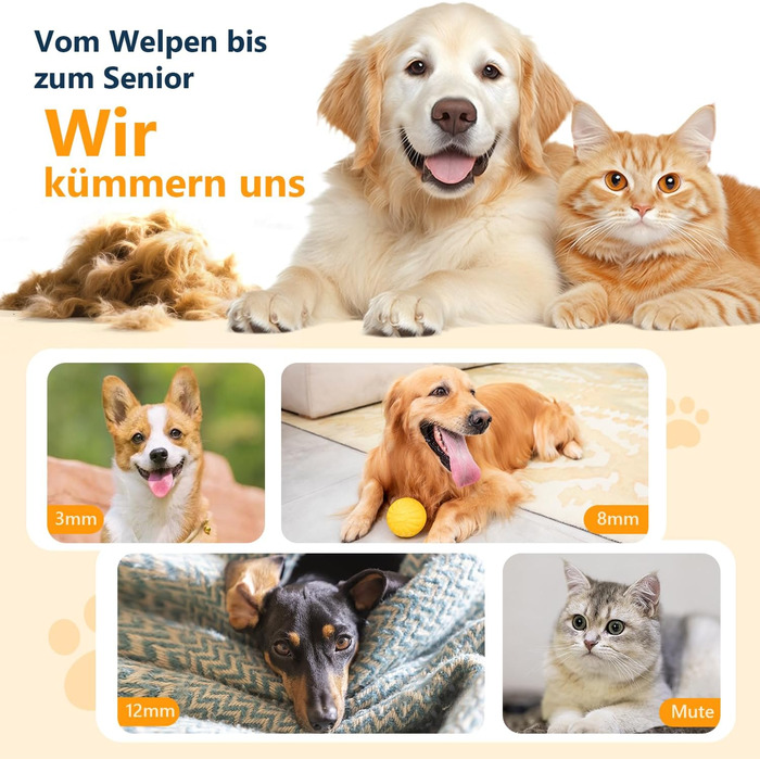 Машинка для стрижки собак Profi з титановими лезами – тиха (55dB), 3 швидкості, IPX5, акумулятор швидкої зарядки