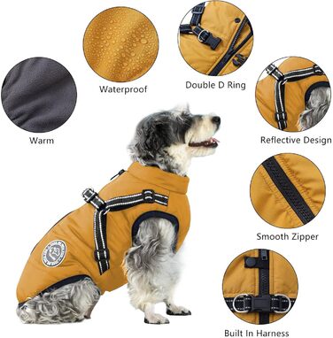 Жакети для собак на зиму: тепла жилетка, зручний наповнювач, бавовна, жовта, розмір M