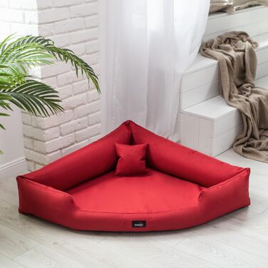 Ортопедичне ліжко для собак Tierlando® Trivia, 80x80 см, темно-червоне, з віско-матрацом