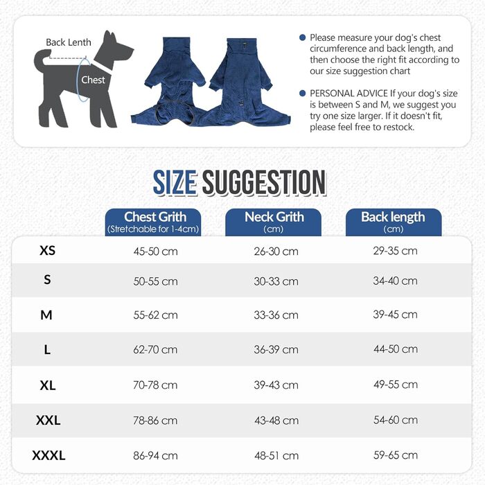 Теплий зимовий костюм для собак SlowTon: флісовий комбінезон-одяг для маленьких та середніх собак, XXXL, блакитний