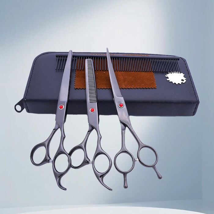 Набір професійних ножиць для собак: 7 шт. з нержавіючої сталі | Ножиці для грумінгу тварин | Набір для догляду за собаками