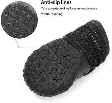 PETCUTE: Чорні захисні чоботи для собак, 4 шт. - дихаючі, водонепроникні, неслизькі. Підходять для малих, середніх та великих собак. Літні чоботи для собак, розмір 7.0*8.0 см