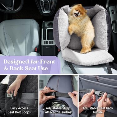 Автокрісло для собак Lesure - сіре, водонепроникне, з поворотком для повіска, для маленьких собак