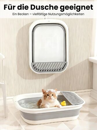 Складаний лоток для котів з низьким входом XL, великий туалет для котів, сірий, 53×40×14 см