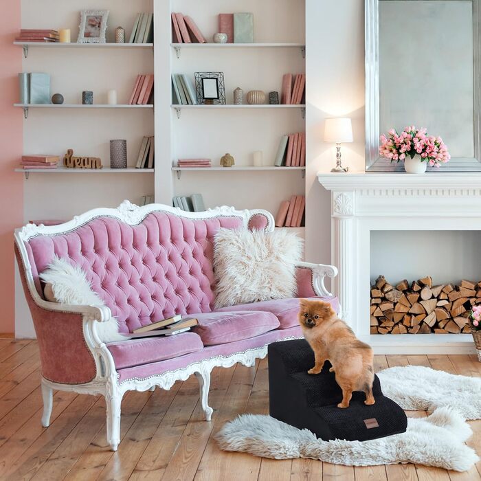 Східці для собак та котів Relaxdays, 3 сходинки, чорного кольору, розмір 33 x 41 x 54 см