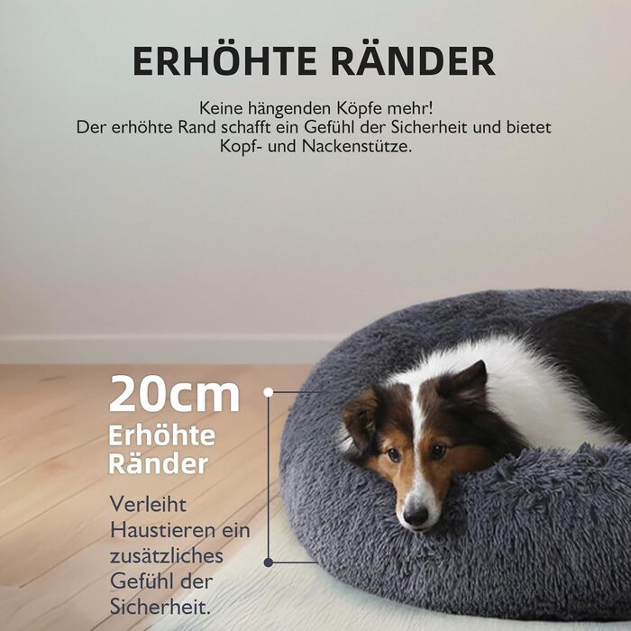 Ортопедичне ліжко для собак середнього розміру, миється, подушка для котів/собак, кругла, плюшеве ліжко-софа для собак/котів, 80x80x20 см, темно-сірий