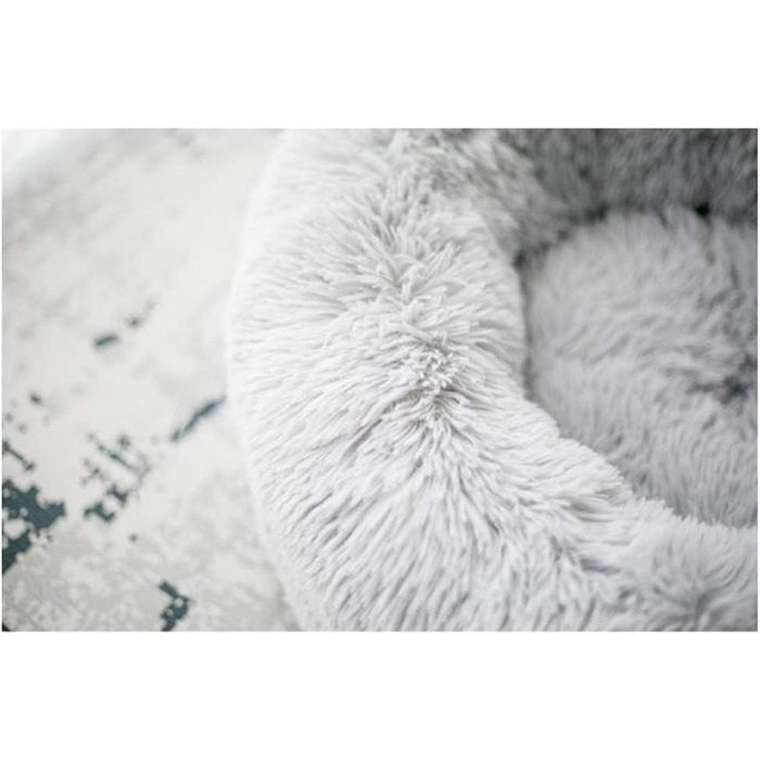 М'яке ліжко-софа для собак Deluxe, кругла, плюшеве, сірого кольору. Підходить для великих та екстра-великих собак. Водонепроникне дно. Розмір: 80 см