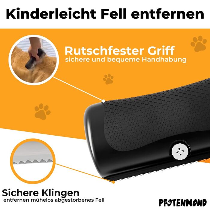 Високоякісна щітка Fellwunder для собак, котів та коней – ефективна щітка для видалення шерсті та гребінець для блискучого хутра, чорна