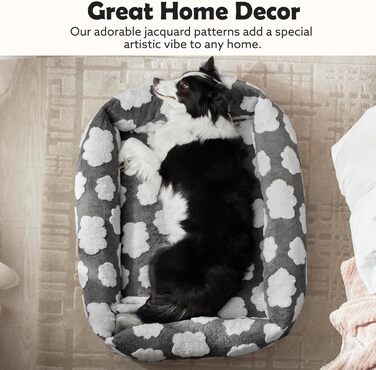 Ортопедичне ліжко для собак JOEJOY XL, сіре, знімний чохол, м'яке, з антиковзким дном (42'x36'x9')