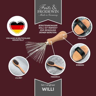 Набір щіток для собак Fritz & Frodewin 'Довга шерсть' | Преміум набір для догляду за шерстю собак | Щітки для вичісування | Для щоденного догляду | З сертифікованого дерева FSC | Безкоштовний засіб для чищення щіток | 100% Made in Germany