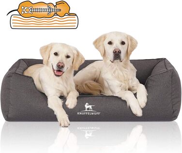 Ортопедичне водонепроникне ліжко для собак Knuffelwuff Leon з велюру, ручної роботи, розмір M-L, 85 x 63 см, антрацит. Знімний, пральний чохол. Підходить для великих, середніх та маленьких собак.