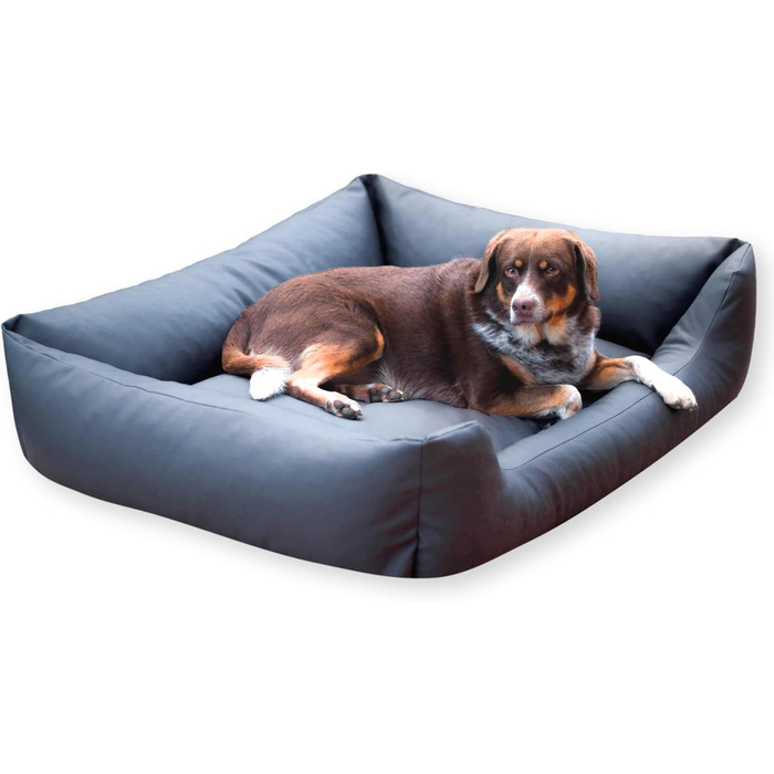 4L Textil Hundebett Mario: Квіткове ліжко для собак з штучної шкіри, 100x70 см, Графіт