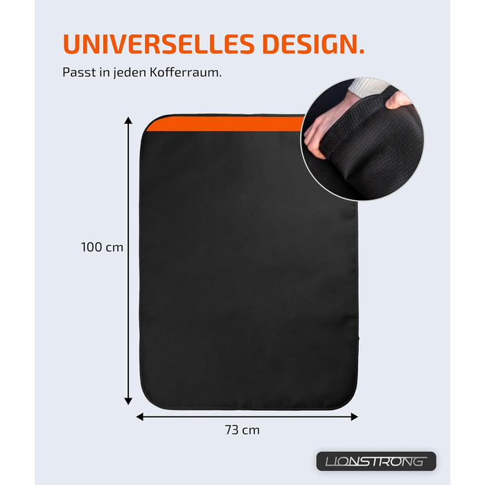 Захист для вантажного відсіку LIONSTRONG® – універсальний килимок для багажника авто [з підкладкою & водонепроникний] – для собак, SUV, легкових авто – захист від подряпин та ковзання (100x73 см)