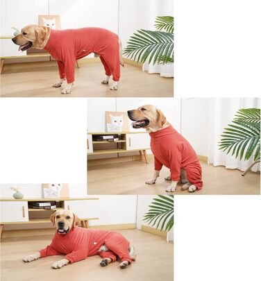 Зимовий теплий костюм для собак, піжама-комбінезон, теплий одяг для великих та середніх собак, м'який, для холодної погоди, блакитний (3XL, помаранчевий/червоний)