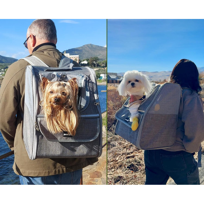 Плед-рюкзак для кота Pecute, сірий, класичний, до 6 кг