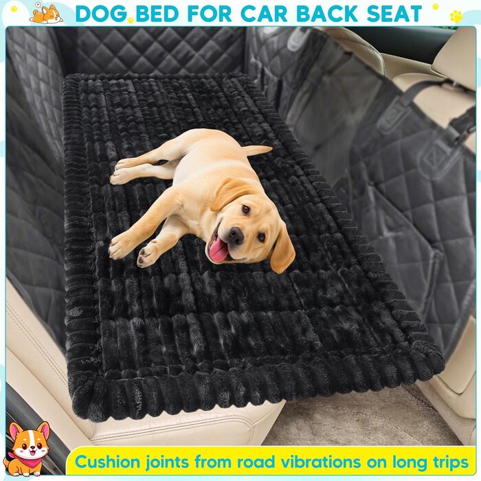 Лоїон Лежанка для собак в авто, килимок на заднє сидіння, м'яка підстилка для собак, захисний чохол, 127x62,5x2,5 см (Чорний)
