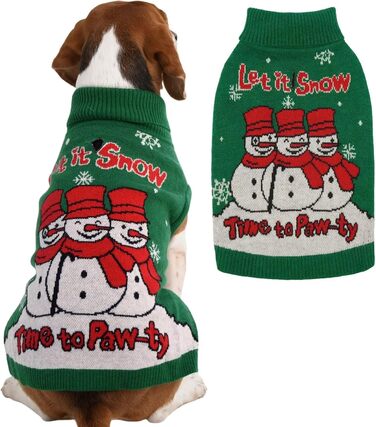 Светр для собак IECOii з коміром-моторолкою, флісовий пуловер, святковий пуловер на Різдво, в'язаний пуловер для собак, зелений (L, зелений)