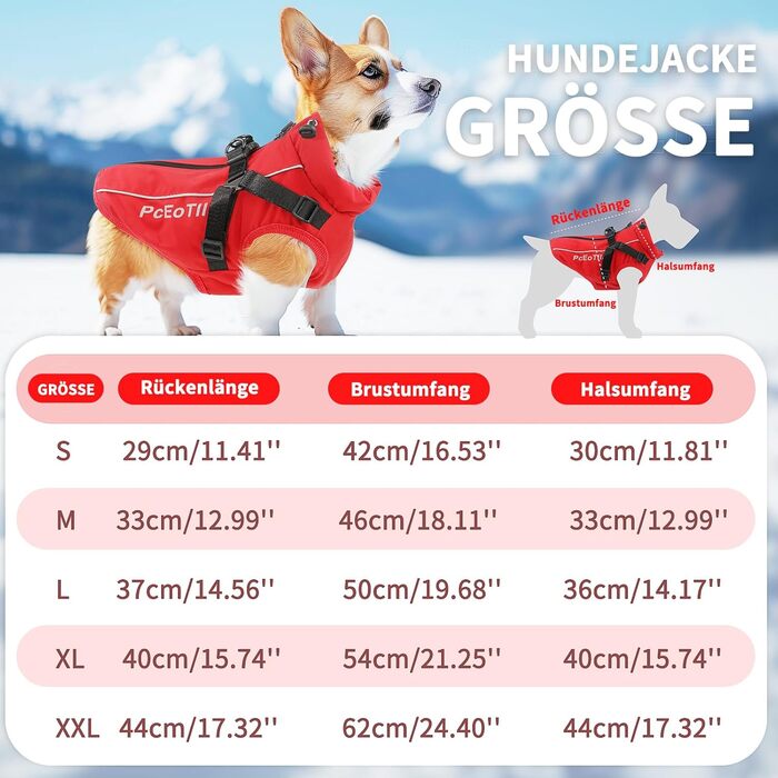 Водонепроникний теплий зимовий накидка для собак маленьких порід, світловідбиваючий, з дзвінком, бавовна, червоний, XXL