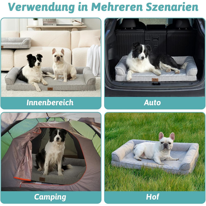 Ортопедичне ліжко для собак COZY KISS XL, 107x76x18 см - ліжко для великих собак з яйцеподібною піною та знімним чохлом