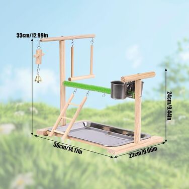 Дерев'яний ігровий комплекс Vogel Spielplatz для хвилястих попугаїв, канарів та інших птахів. Комплект з годівницями, сходами та гойдалкою.