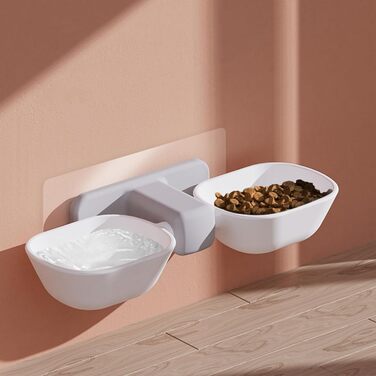 Набір мисок для котів з кріпленням на стіну, підняті миски, міцні, з присосками, для корму та води