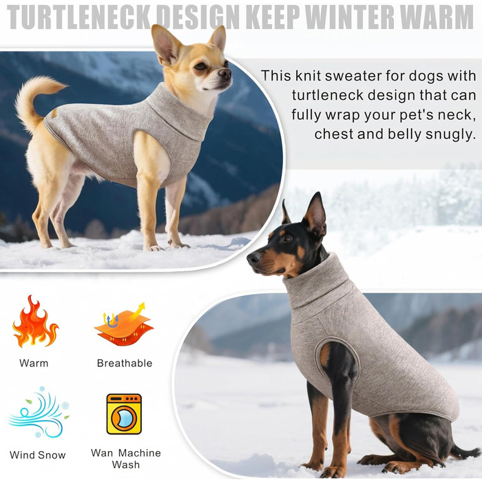 Пуловер для собак Mosucoirl: теплий, стильний, для маленьких, середніх та великих собак XS-4XL, бежевий