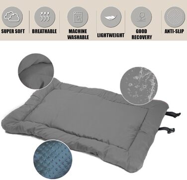 Портативне ліжко для собак Norhogo: водонепроникна килимок-матрац 90x60 см сірого кольору. Ідеально для подорожей, авто, будинку та на вулицю.