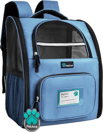 Рюкзак для котів та собак PetAmi: зручний, вентильований, для подорожей та прогулянок, світло-блакитний