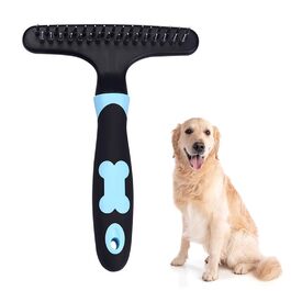Щітка для вичісування собак, синьо-чорна, гребінець для догляду за шерстю, інструмент для видалення ковтунів, для короткої та довгої шерсті, дворядний