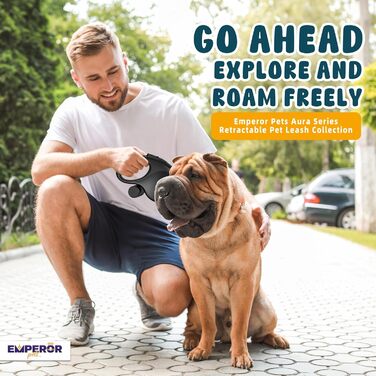 Рулетка для собак Emperor Pets Aura BB16, міцна, зручна, з відбивачем, до 50 кг, чорна
