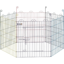 PawHut вольєр для цуценят, металевий, кольоровий, Ø120 x H60 см