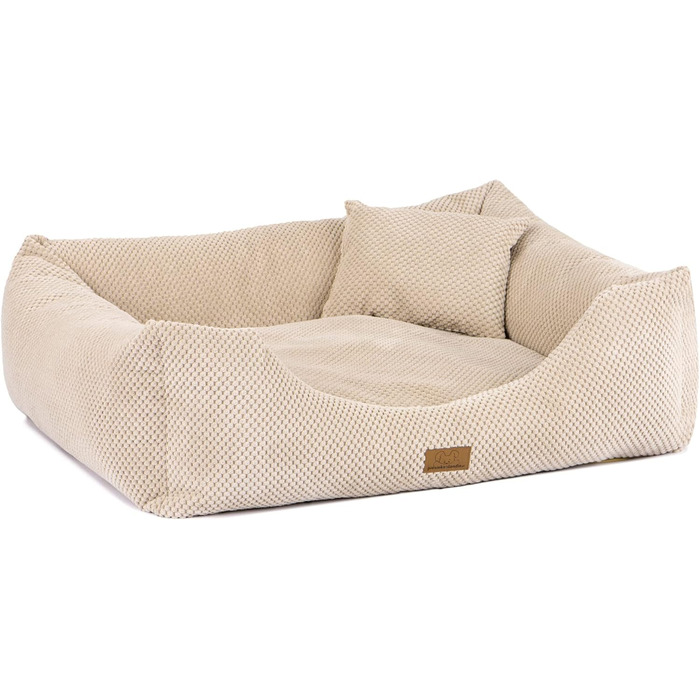 М'яке ліжко для собак та котів Oaza з бортиком, 70x60 см, кремового кольору