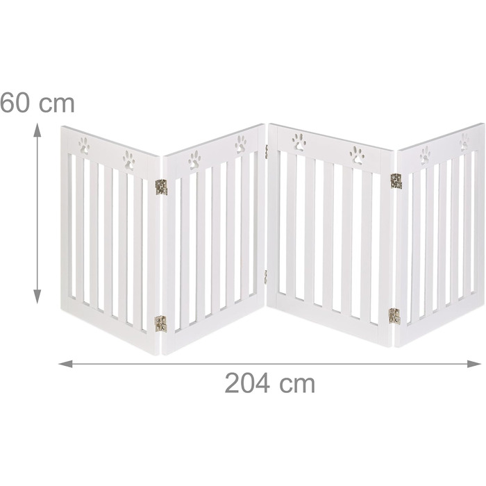 Захисний бар'єр для собак Relaxdays, 60 x 204 см, самостійно встановлюється, складаний, MDF, білий