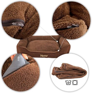 М'яке ліжко для собак Lionto знімний чохол, 110x80 см, коричневе, з антиковзким дном