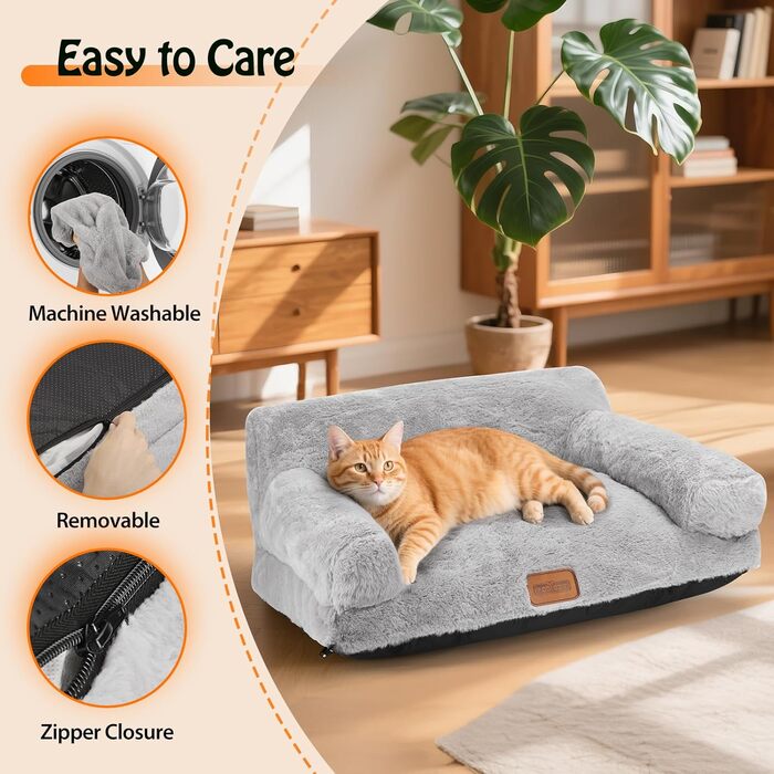 М'яке ліжко-диванчик для котів та собак Nobleza, 60x45x30 см, сірий колір