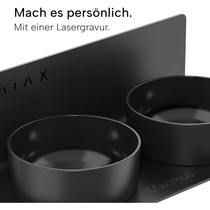 Підвищена керамічна миска для собак DRAIAX ElegantFeed M, знімна, чорна, настінна, годівниця для собак