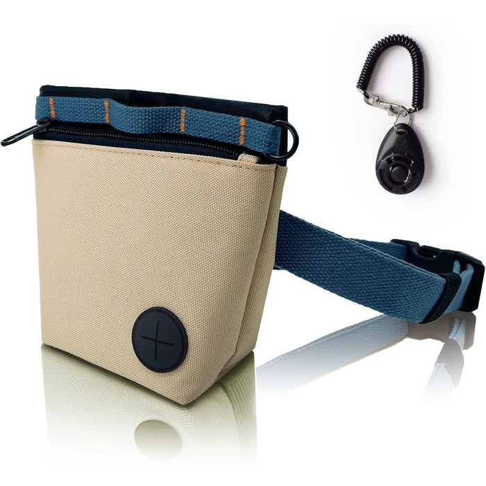 Сумка для ласощів для собак з клікером для дресирування, набір для дресирування собак, магнітна застібка, навчання без рук (Хакі)