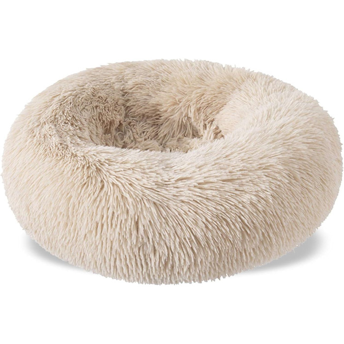 Кругле ліжко-лежанка для собак та котів, лежанка-кошик, лежанка-подушка, 50 см, бежевий колір