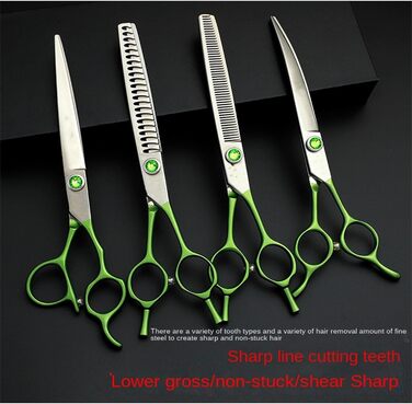 Ножиці для грумінгу собак, вигнуті - 7.0' з японської нержавіючої сталі. Ідеальні для догляду за шерстю собак та котів. Зелені ножиці для грумінгу.