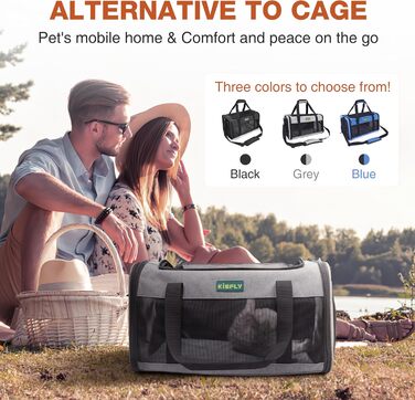 Транспортувальна сумка для тварин, схвалена TSA, сіра, 43.2 x 27.9 x 24.1 см, для котів та собак до 5.4 кг, з туалетом для котів