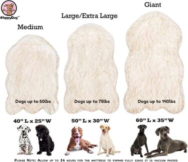 Ортопедичне ліжко для собак Luxus з штучного хутра, Memory Foam, для малих, середніх, великих та XL собак, м'який килимок для цуценят з водонепроникним та пральним чохлом, колір - кістковий