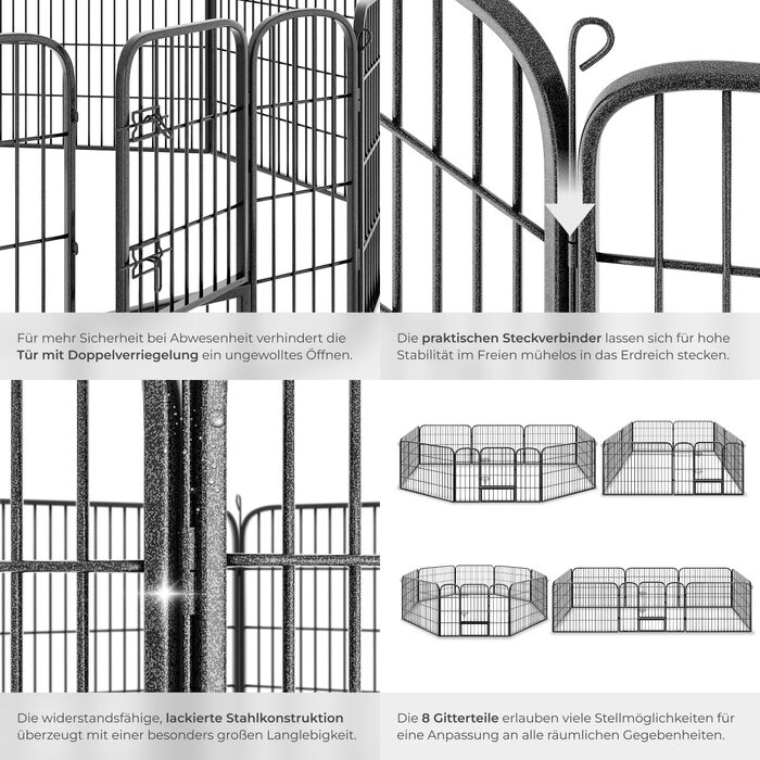 Тектейк вольєр для цуценят, 60 см, 8 грат, чорний - 402502