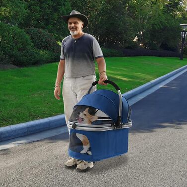 Візок для собак та котів Hundebuggy, складаний, 50 x 60 см, темно-синій