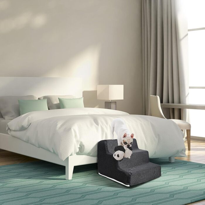 Сходинки для тварин BAODBF: 3 сходинки, 30 см, для собак та котів, миються, неслизькі, сірого кольору