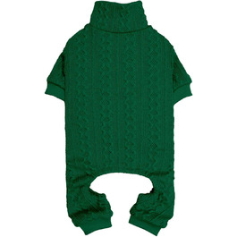 Светр для собак з коміром-горловиною, в'язаний, однотонний, для цуценят, теплий, для собак маленьких та середніх порід (зелений, розмір S/M)