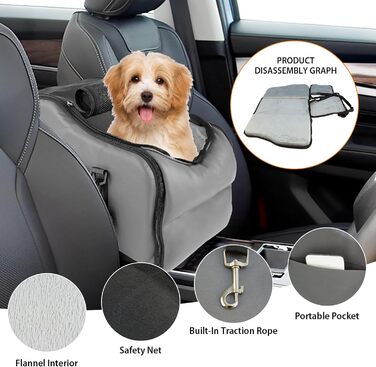 Автокрісло для собак та котів LIROPAU – зручне та безпечне автокрісло для маленьких тварин з захисними гаками та регульованими ременями