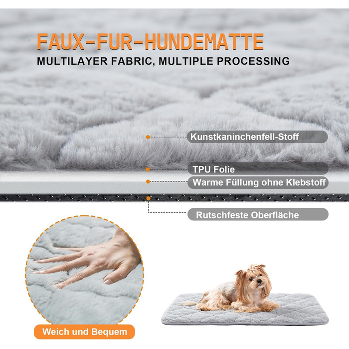 М'який килимок для собак, тепла ковдра для котів та собак, 75 x 50 см, M, м'яка підкладка, можна прати в пральній машині, неслизький, багатофункціональний, сірий